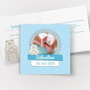 Babykarte mit Teddy Illustration