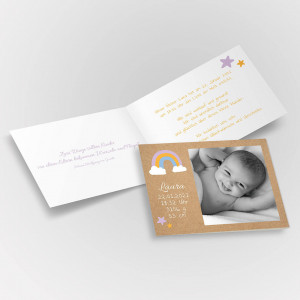 Geburtskarte mit Foto und Kraftpapier Optik