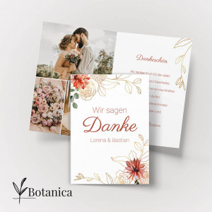 Dankeskarte für Hochzeit mit floralem Design