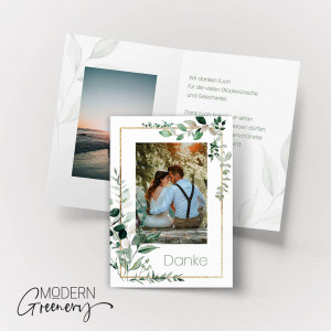Hochzeit Dankeskarte im Greenery Stil