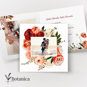 Dankeskarte für Hochzeit mit Blumenmotiv