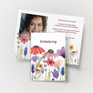 Einladungskarte für Erwachsene mit Blumenmotiv