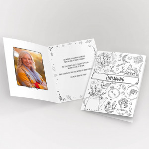 Einladungskarte gedruckt mit Doodle Illustration