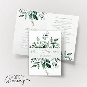 Einladungskarte Hochzeit im Greenery Stil