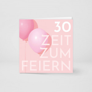 moderne Einladungskarte in Rosa mit Ballons