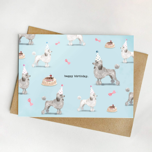 Postkarte mit Pudelmotiv
