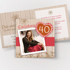 Bayerische Einladungskarte alpin Chalet Holzoptik