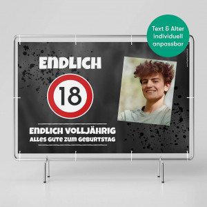 Banner zum 18. Geburtstag in Schiefer-Optik