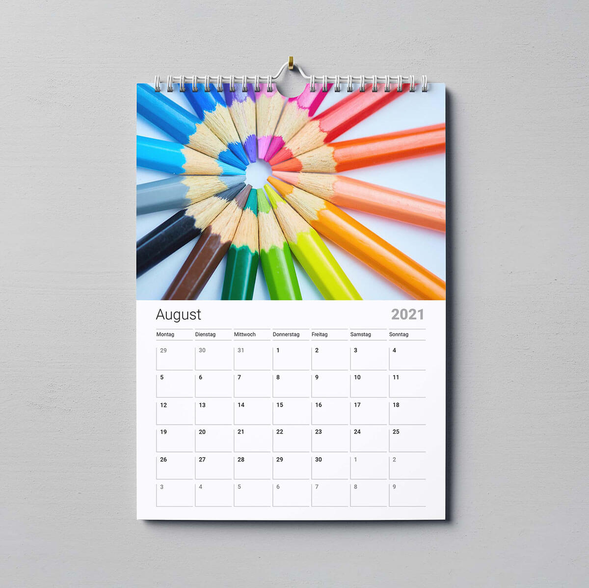 Kalender mit Wire-O-Bindung bedruckt