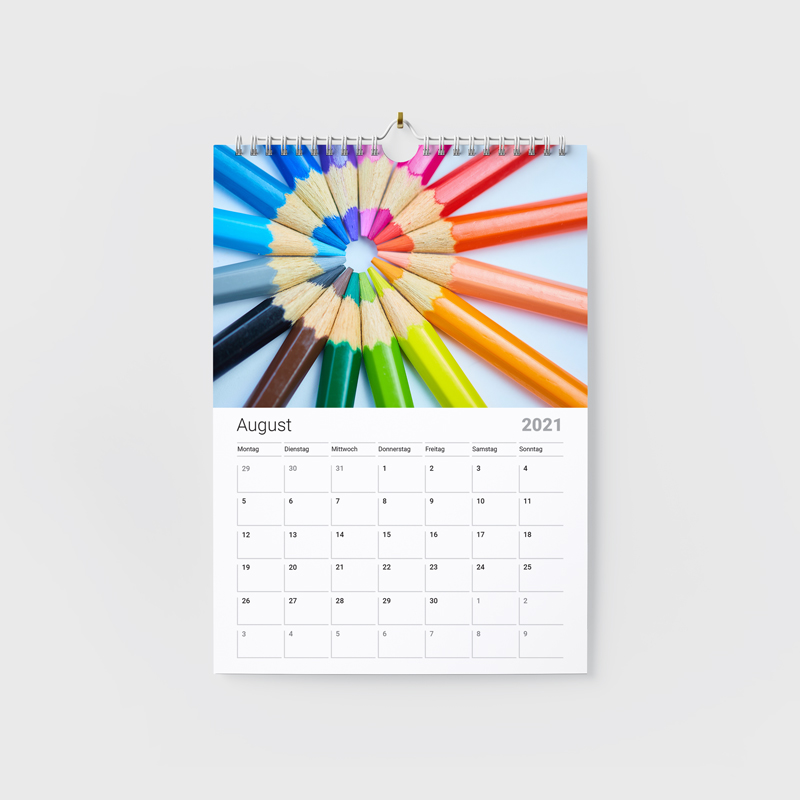 Kalender mit Wire-O-Bindung bedruckt